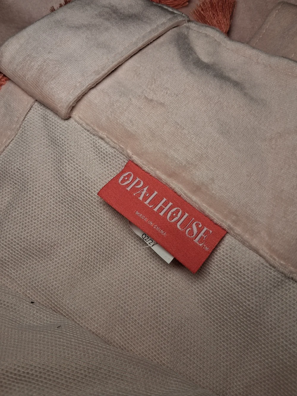 Opalhouse Velvet Velour Pink Peach Tassel Trim Curtains Lot Of 2 Panels 92x53